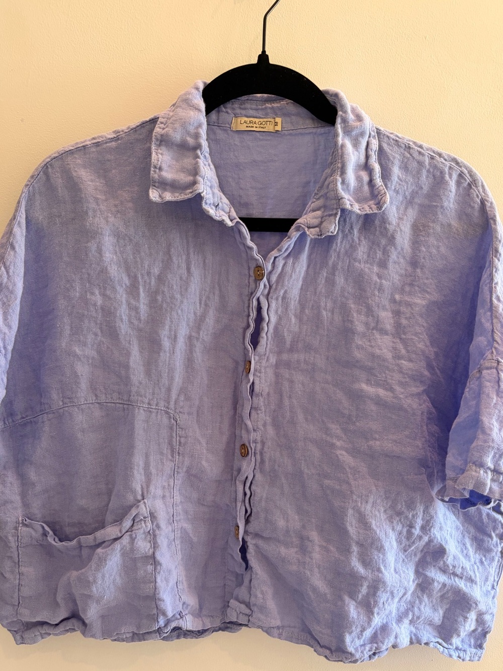 Laura Scott Light 100% Linen Button-Front Casual Shirt